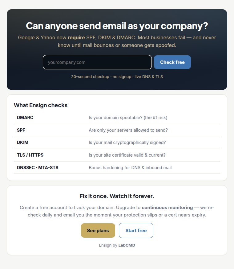 Ensign domain security check interface