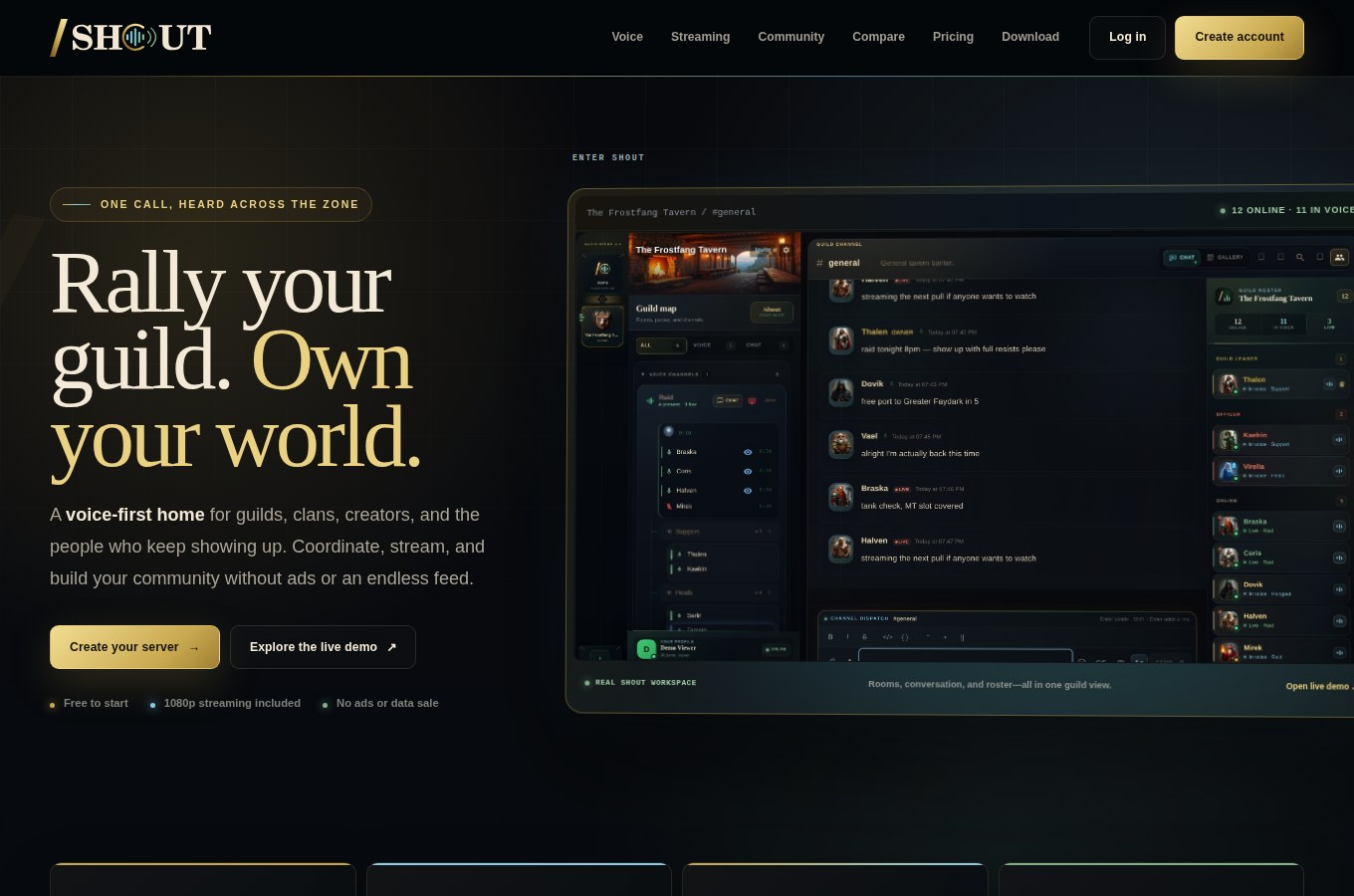 The Shout product website, built by LabCMD, shown at desktop size